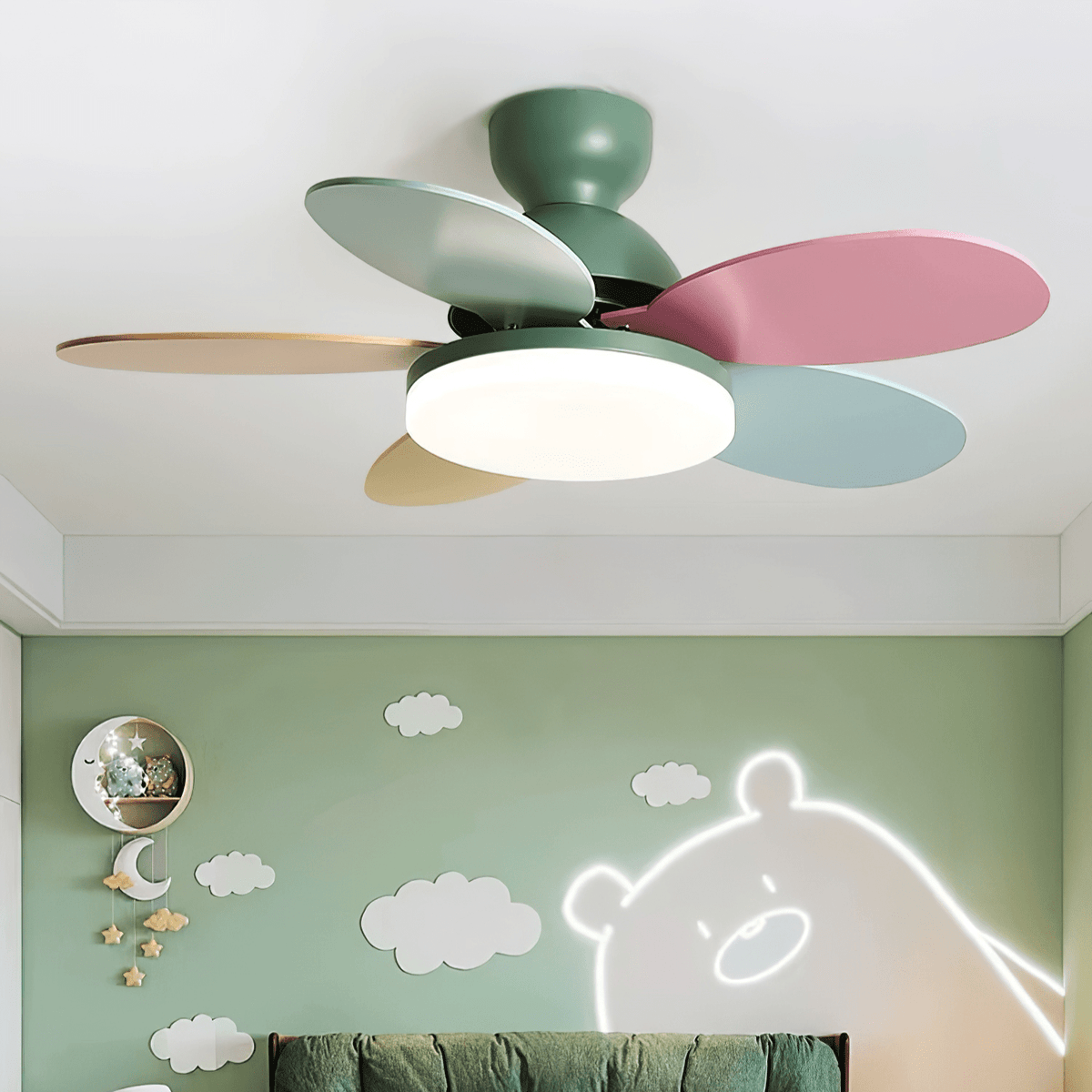Petal Bloom Ceiling Fan Light Reversible Blades Remote Control