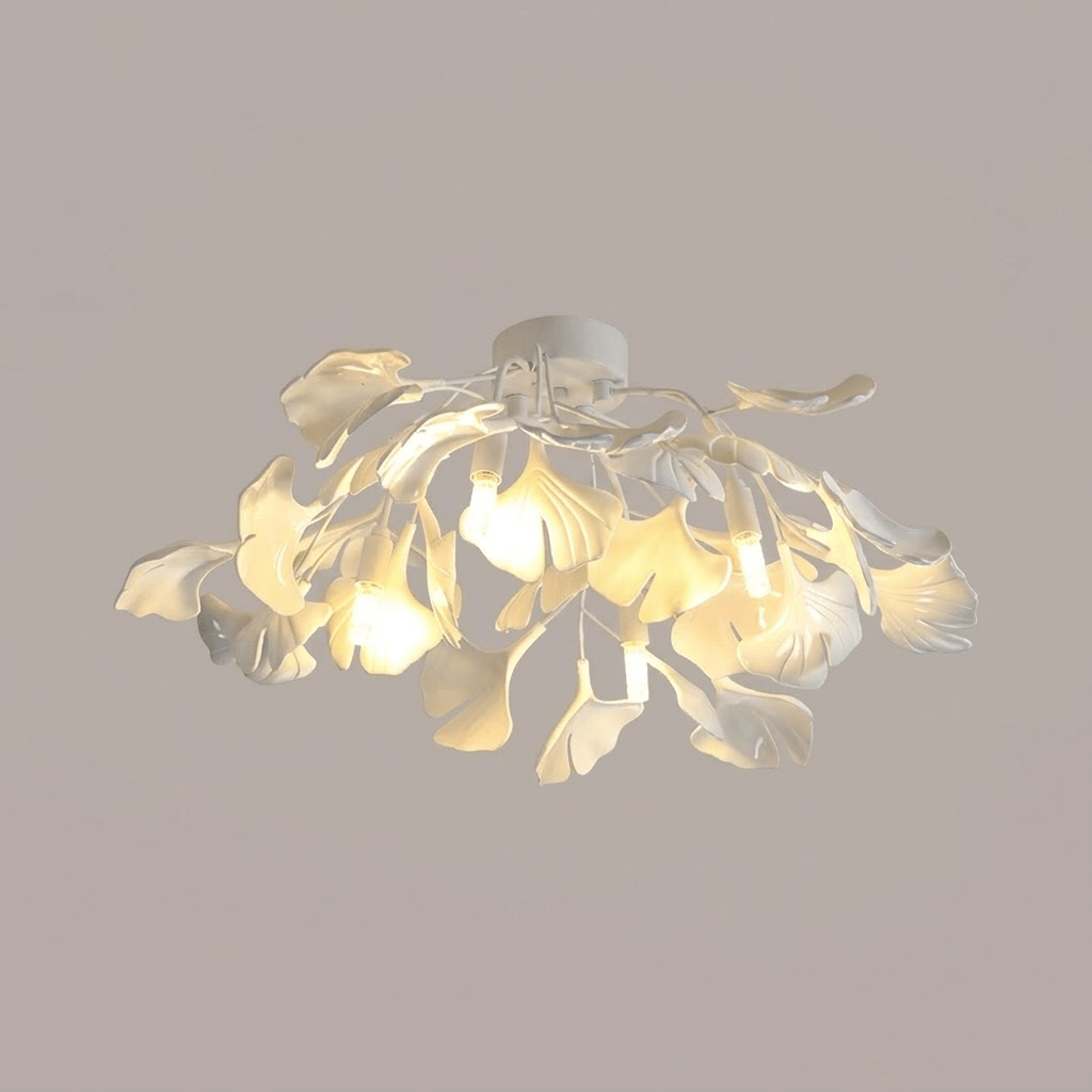 Ginkgo Leaf Canopy Ceiling Light Semi-Flush Metal Shade