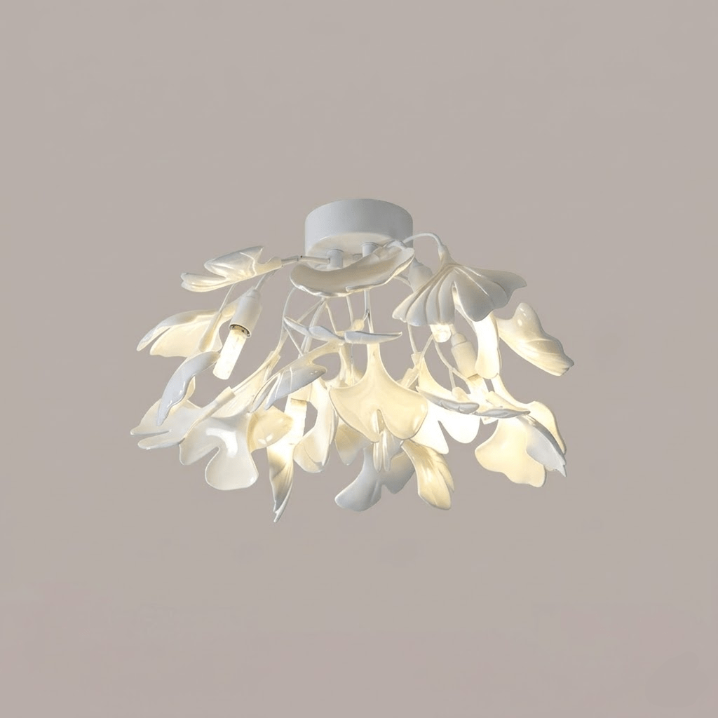 Ginkgo Leaf Canopy Ceiling Light Semi-Flush Metal Shade