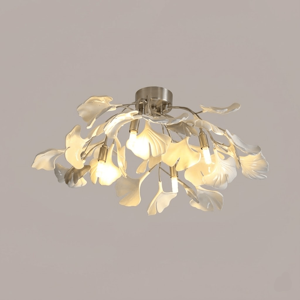 Ginkgo Leaf Canopy Ceiling Light Semi-Flush Metal Shade