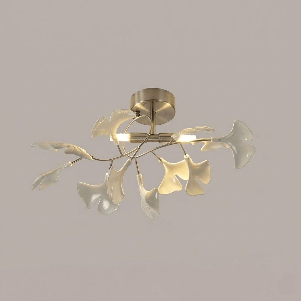 Ginkgo Leaf Canopy Ceiling Light Semi-Flush Metal Shade