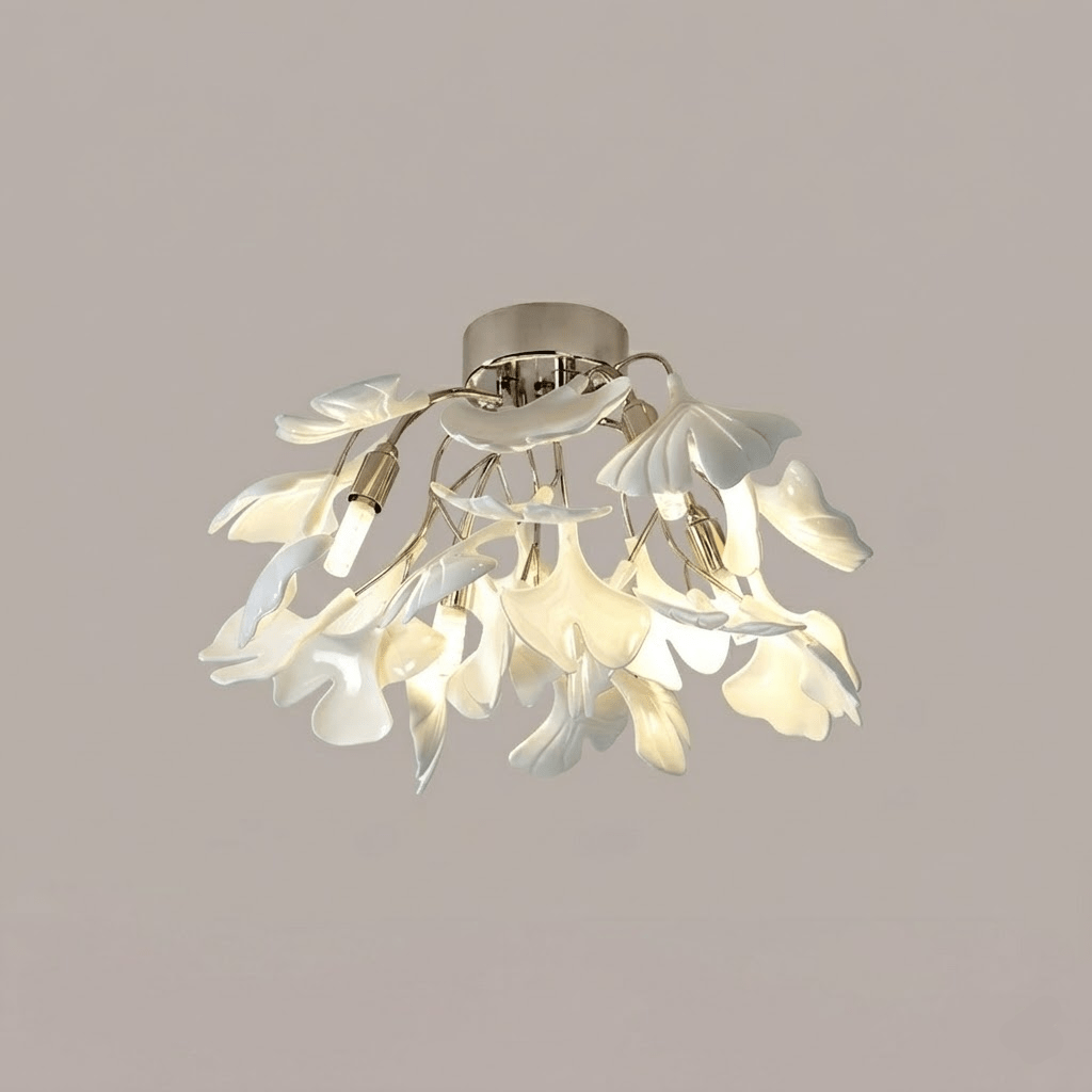 Ginkgo Leaf Canopy Ceiling Light Semi-Flush Metal Shade