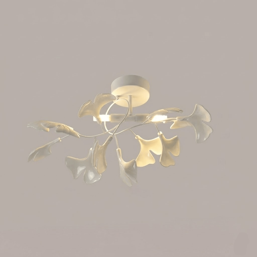 Ginkgo Leaf Canopy Ceiling Light Semi-Flush Metal Shade