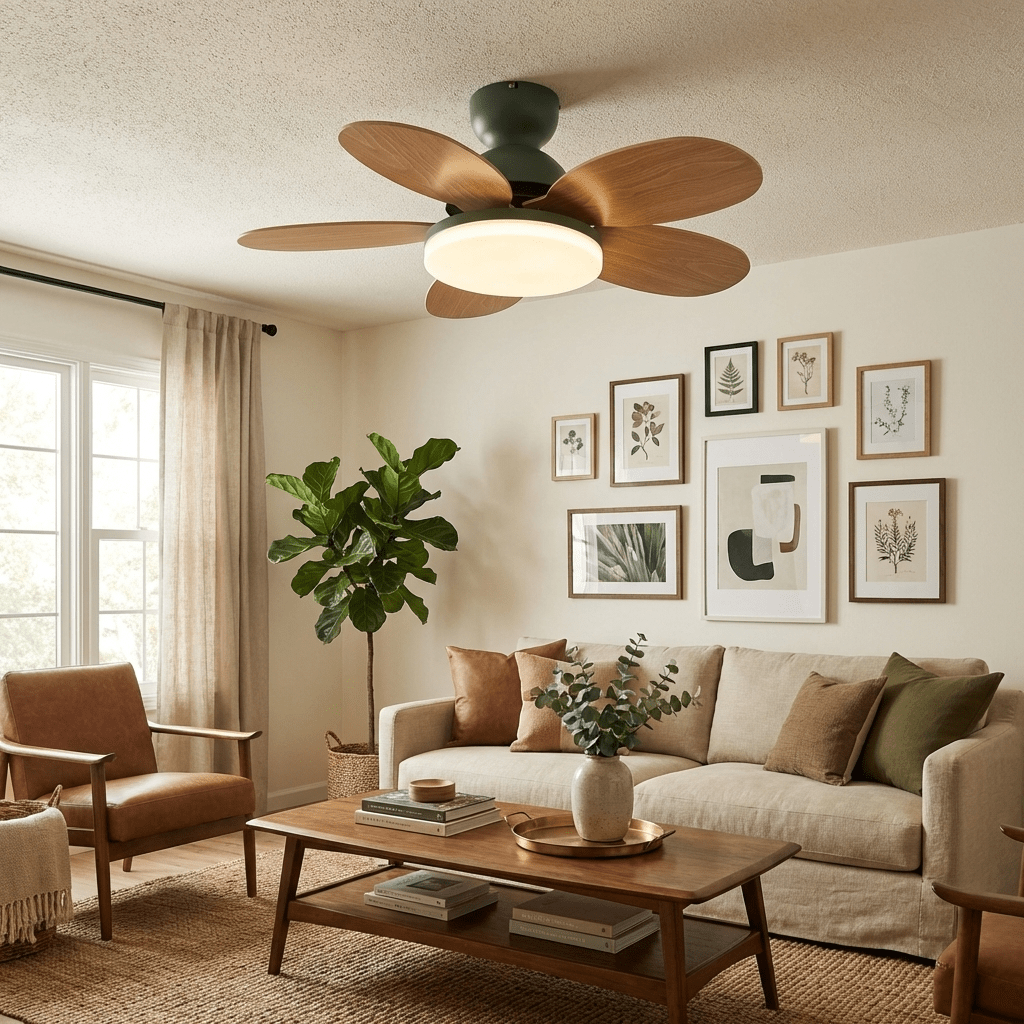 Petal Bloom Ceiling Fan Light Reversible Blades Remote Control