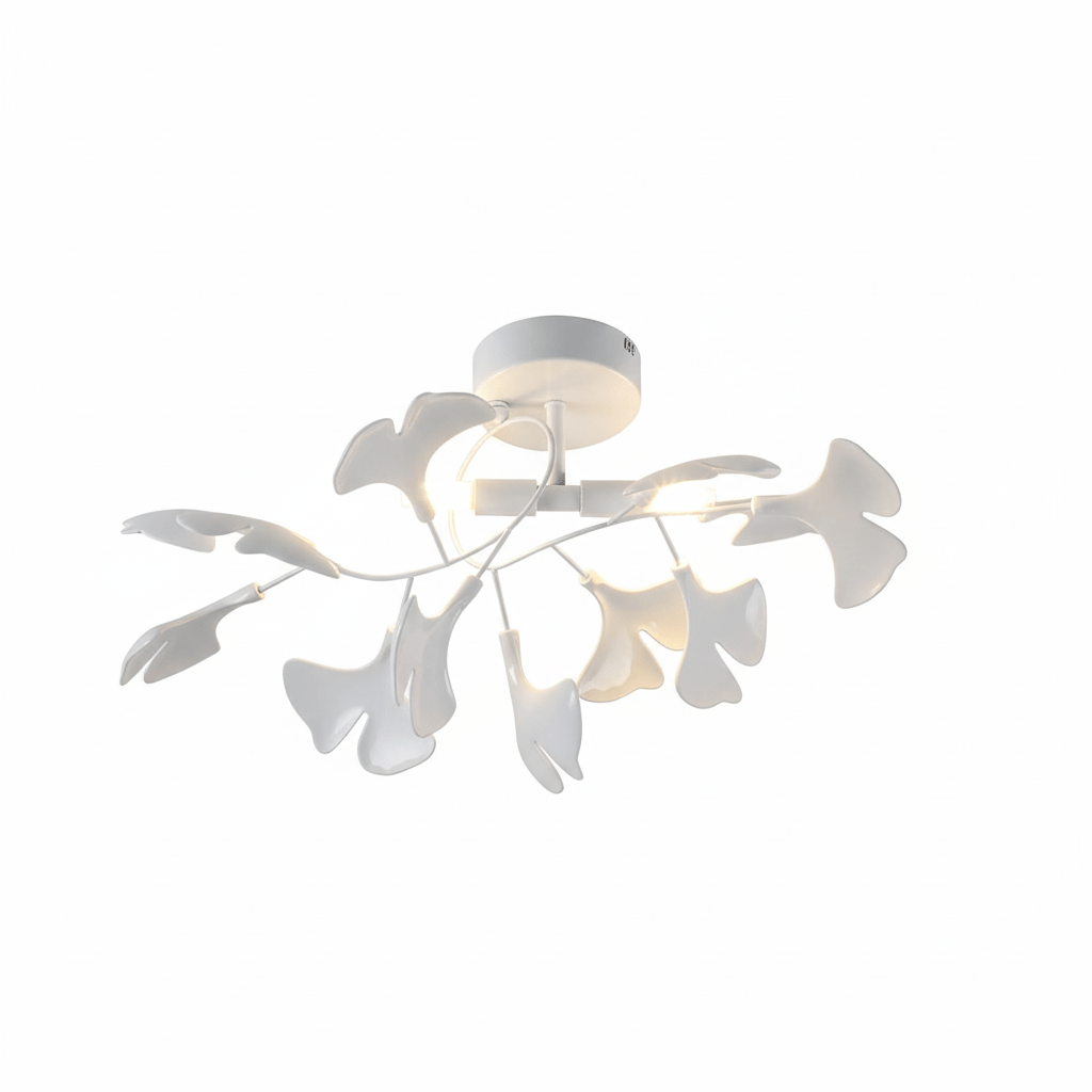 Ginkgo Leaf Canopy Ceiling Light Semi-Flush Metal Shade