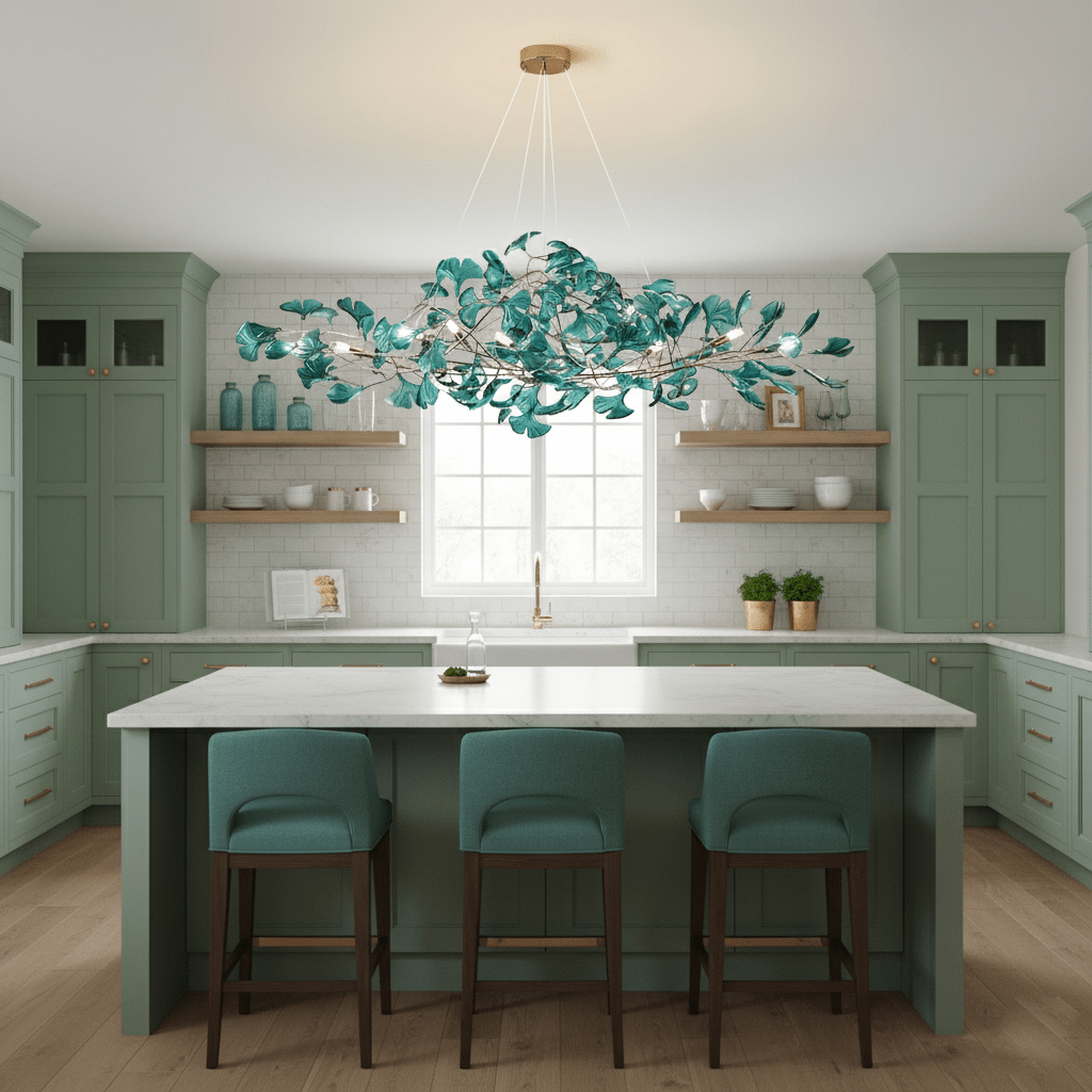 Ginkgo Leaf Canopy Chandelier Sculptural Branch Pendant Light