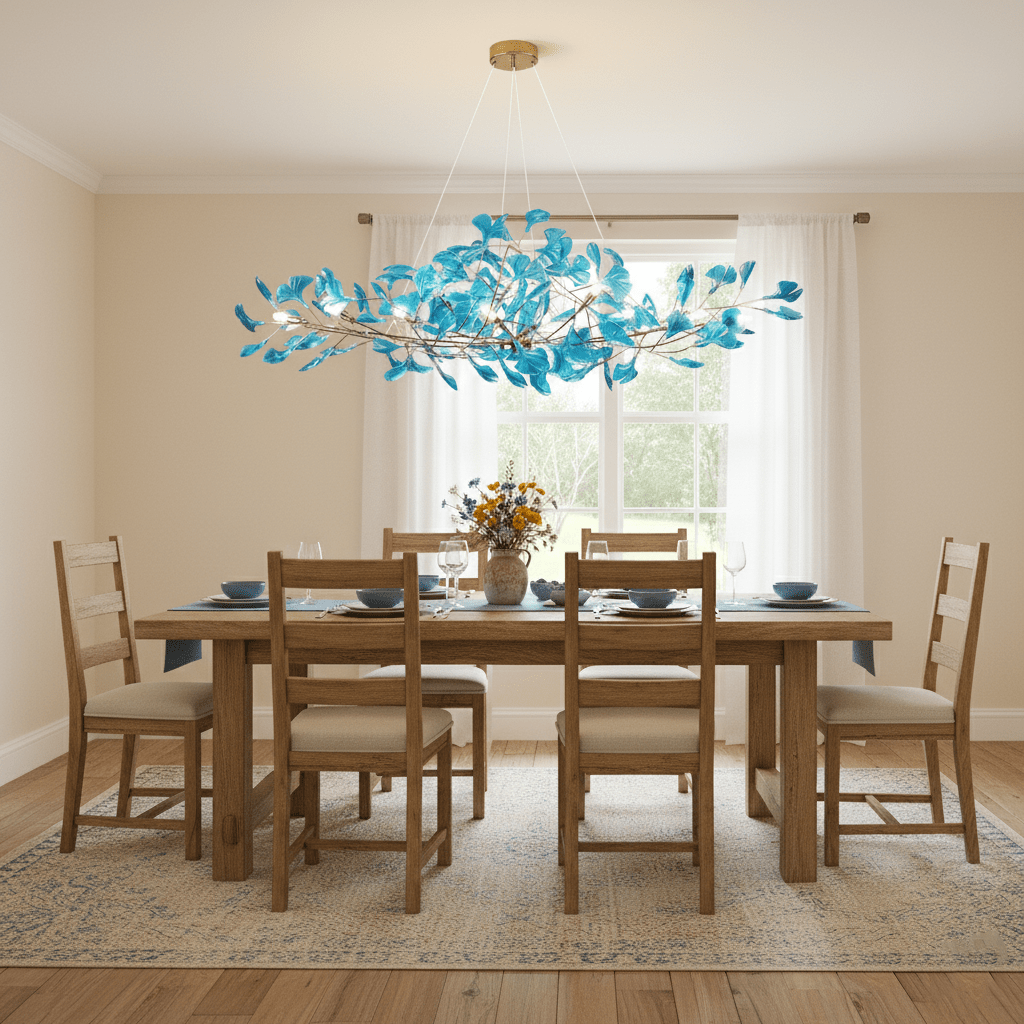 Ginkgo Leaf Canopy Chandelier Sculptural Branch Pendant Light