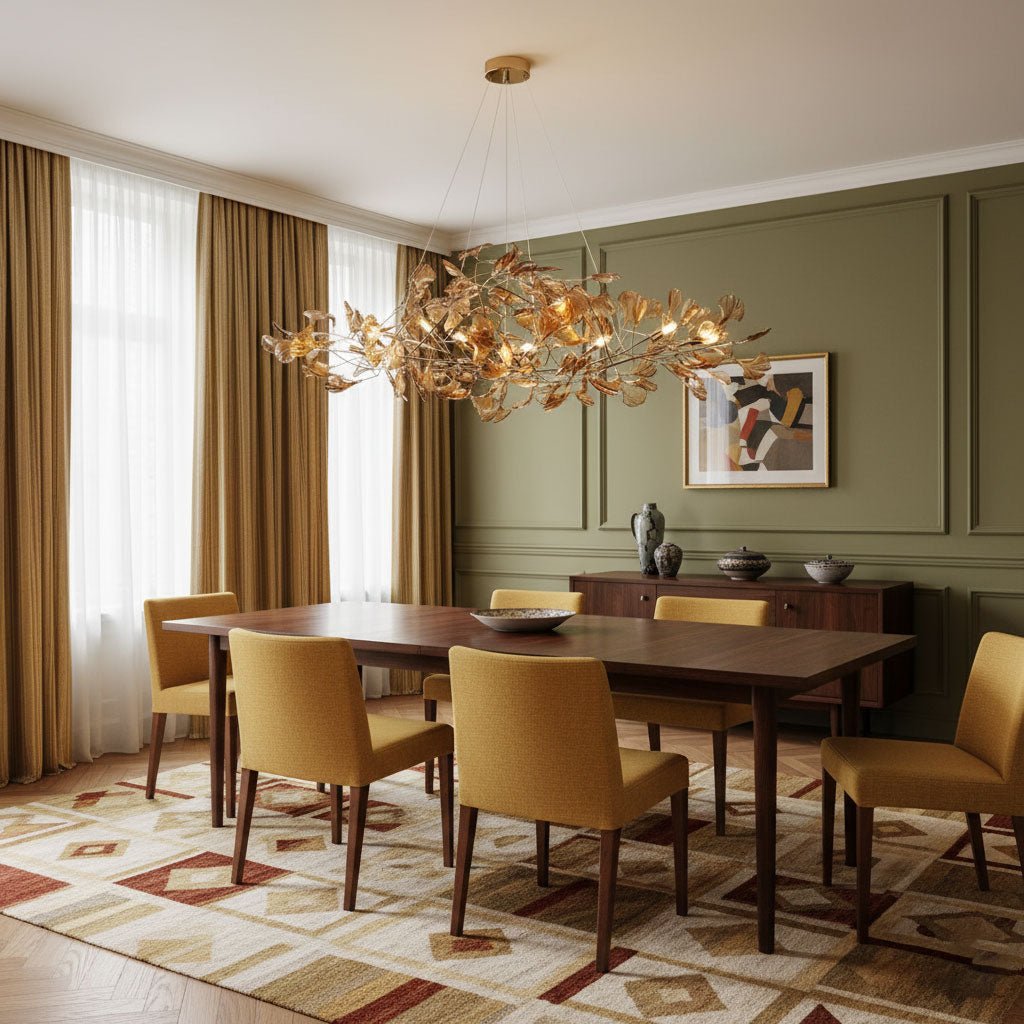 Ginkgo Leaf Canopy Chandelier Sculptural Branch Pendant Light