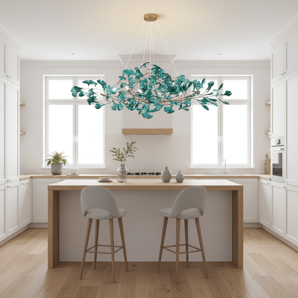 Ginkgo Leaf Canopy Chandelier Sculptural Branch Pendant Light