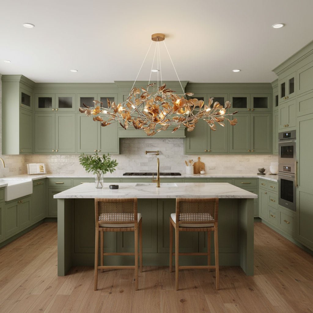 Ginkgo Leaf Canopy Chandelier Sculptural Branch Pendant Light