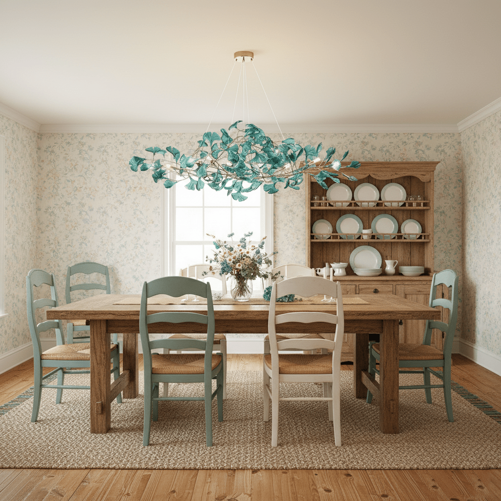 Ginkgo Leaf Canopy Chandelier Sculptural Branch Pendant Light