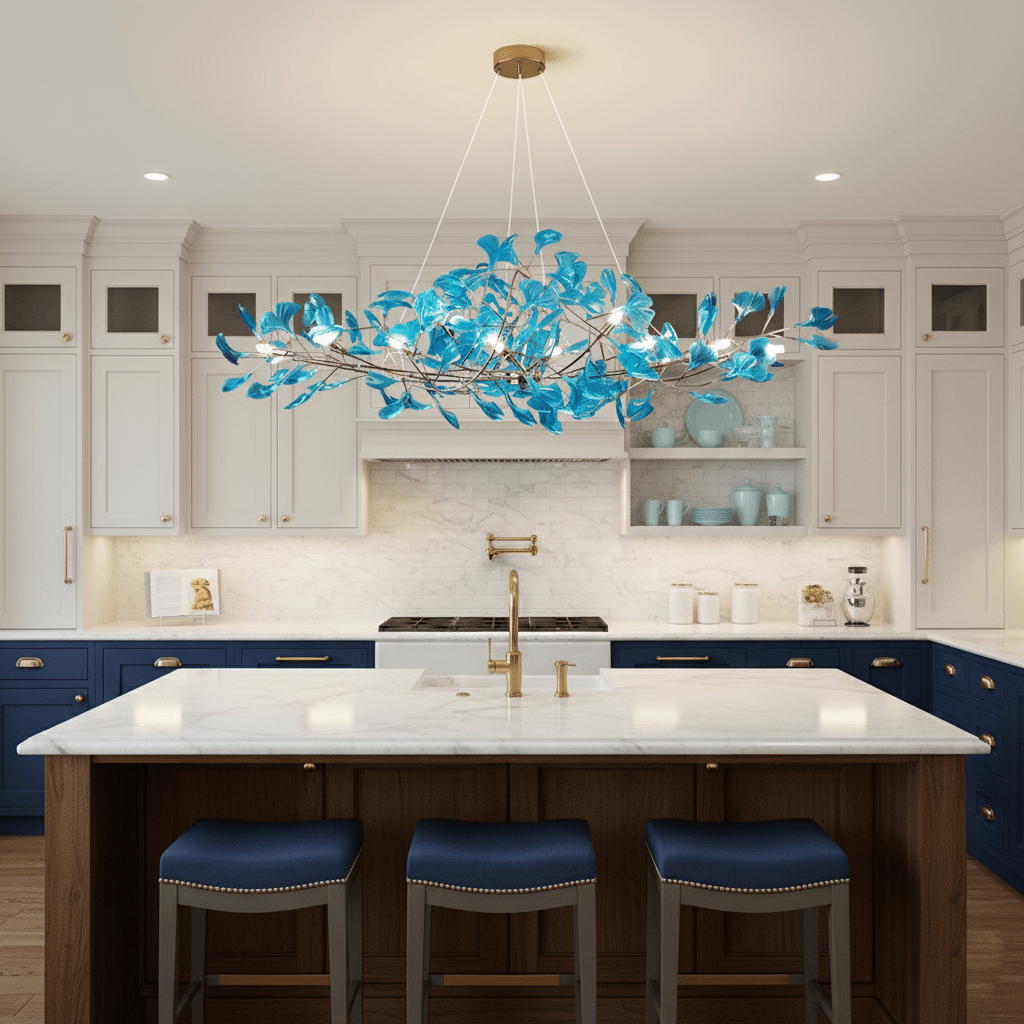 Ginkgo Leaf Canopy Chandelier Sculptural Branch Pendant Light