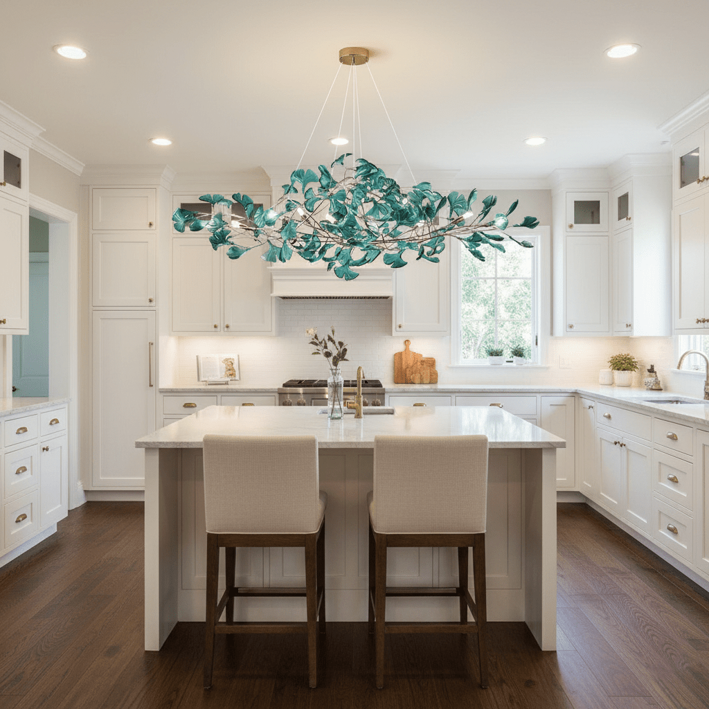 Ginkgo Leaf Canopy Chandelier Sculptural Branch Pendant Light