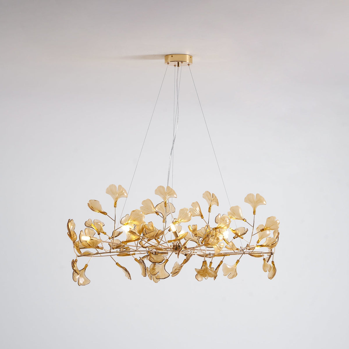 Ginkgo Leaf Canopy Chandelier Sculptural Branch Pendant Light