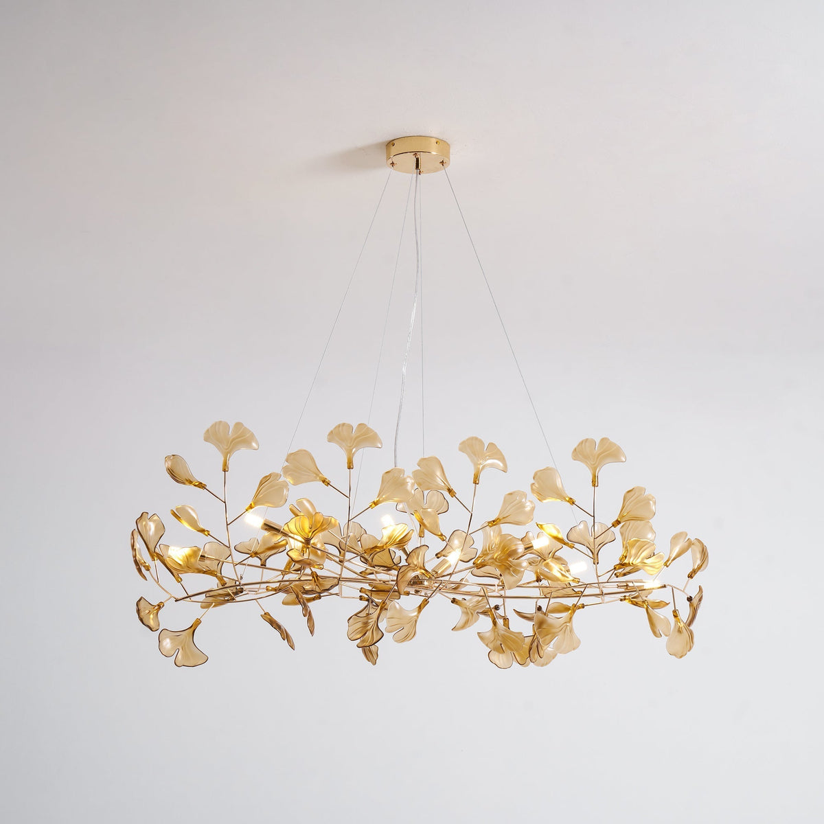 Ginkgo Leaf Canopy Chandelier Sculptural Branch Pendant Light
