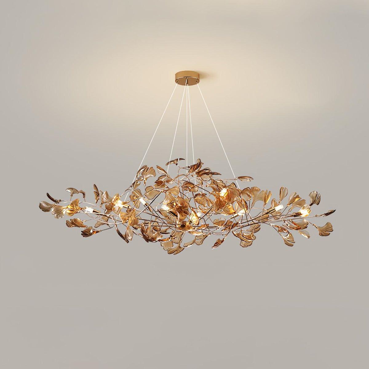 Ginkgo Leaf Canopy Chandelier Sculptural Branch Pendant Light