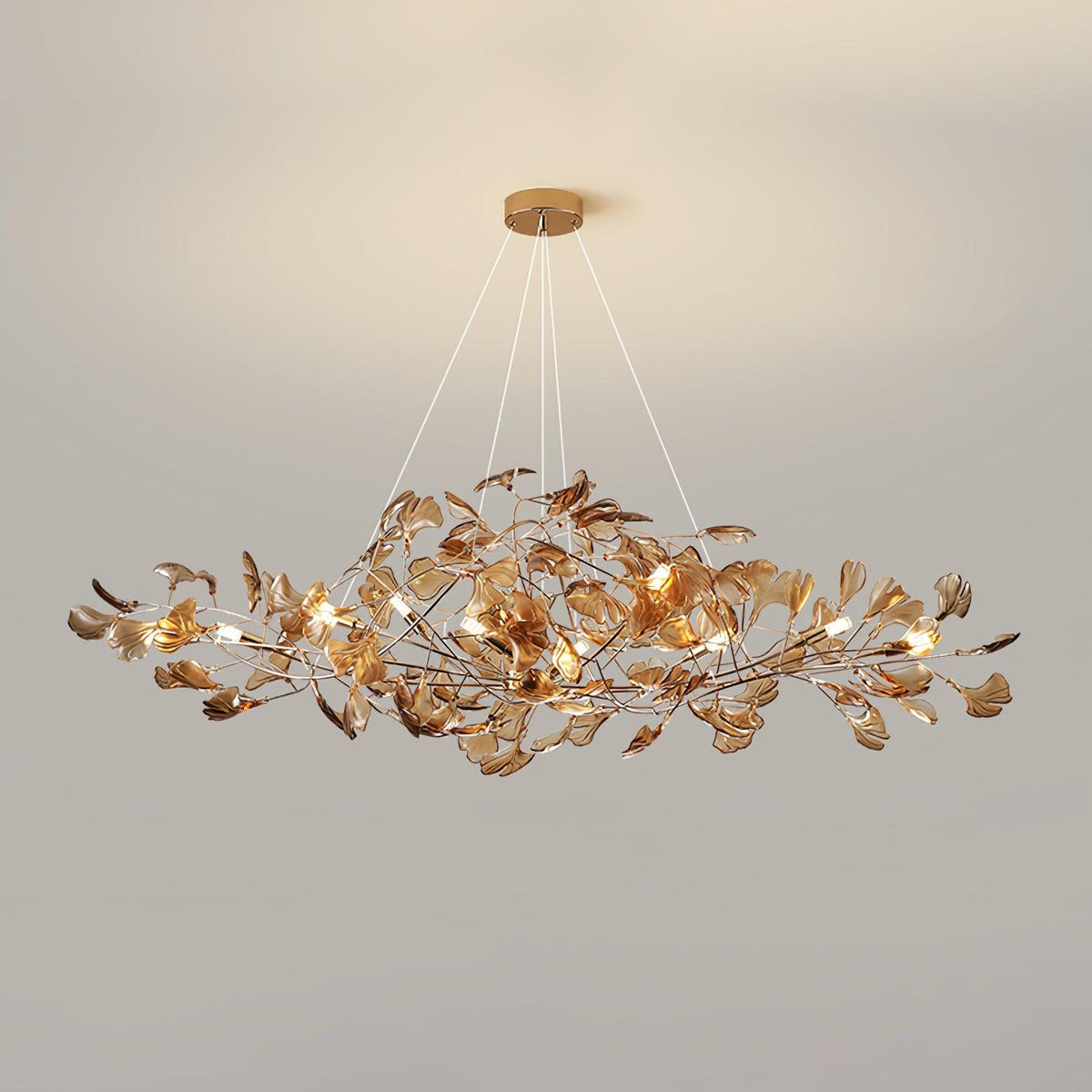 Ginkgo Leaf Canopy Chandelier Sculptural Branch Pendant Light