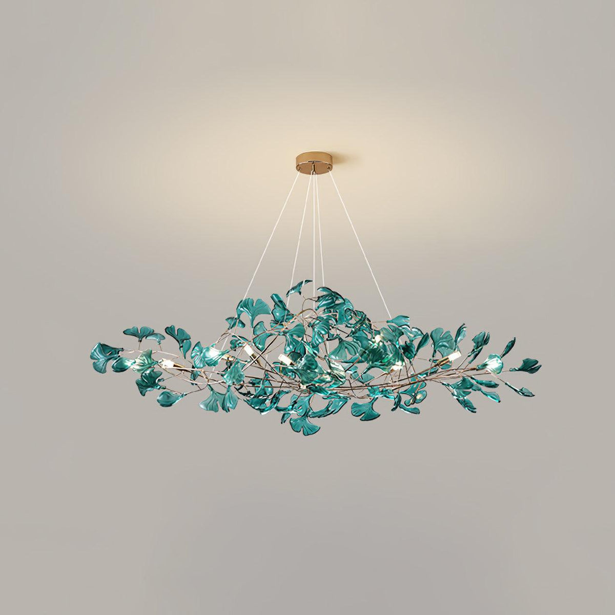 Ginkgo Leaf Canopy Chandelier Sculptural Branch Pendant Light