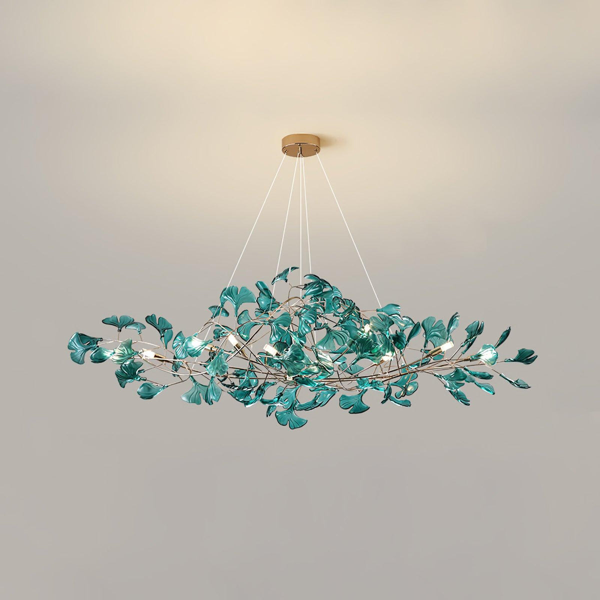 Ginkgo Leaf Canopy Chandelier Sculptural Branch Pendant Light