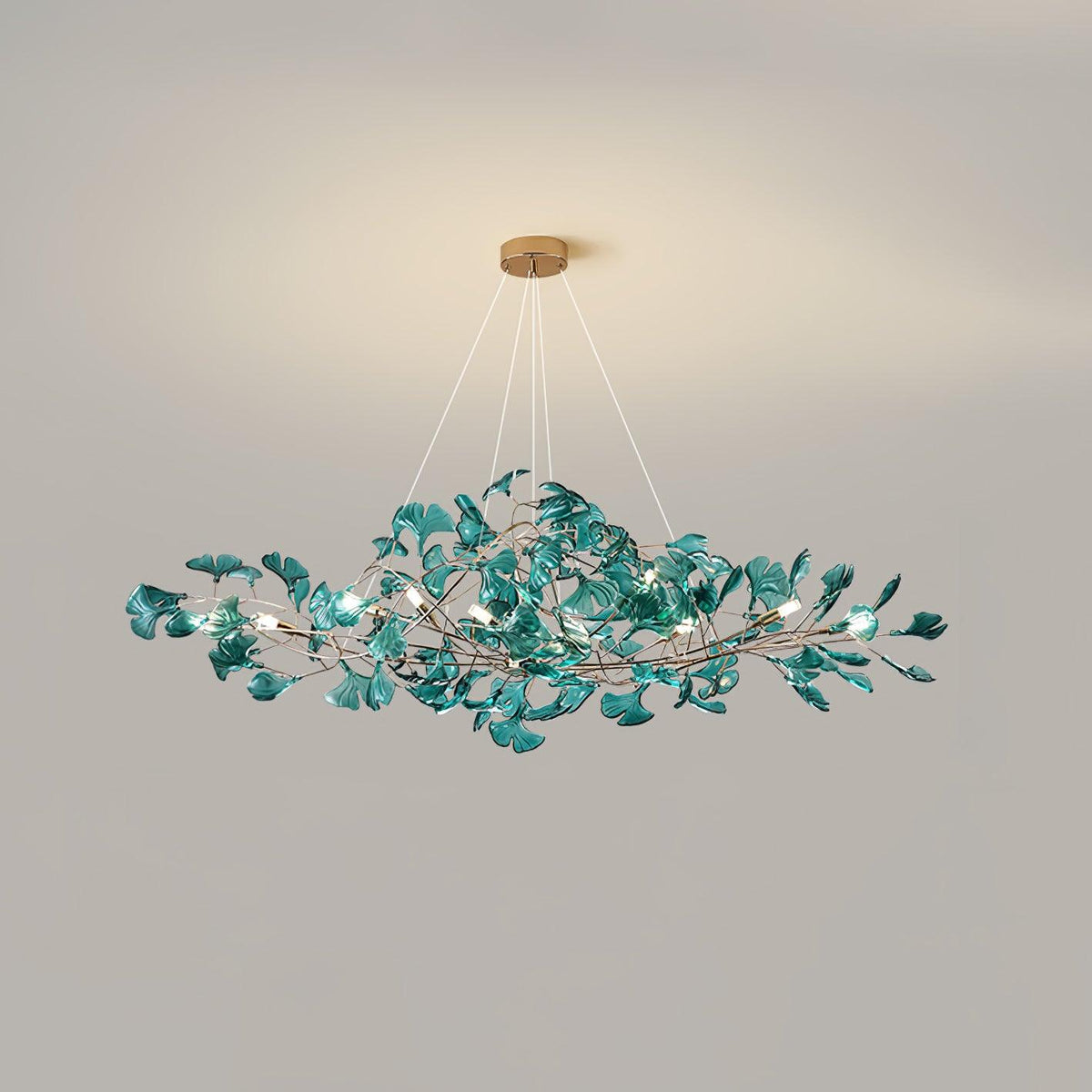 Ginkgo Leaf Canopy Chandelier Sculptural Branch Pendant Light