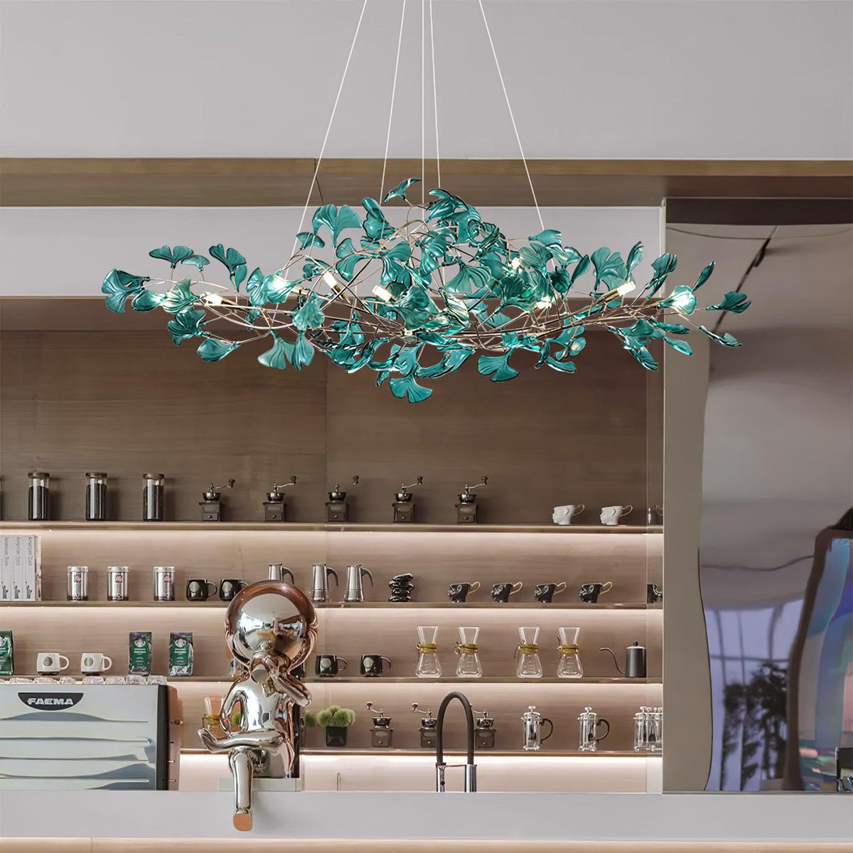 Ginkgo Leaf Canopy Chandelier Sculptural Branch Pendant Light