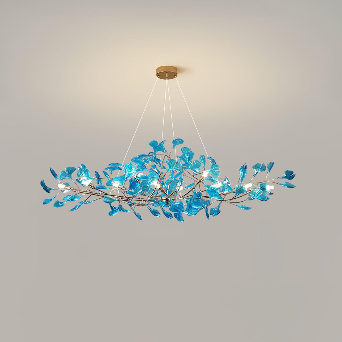 Ginkgo Leaf Canopy Chandelier Sculptural Branch Pendant Light