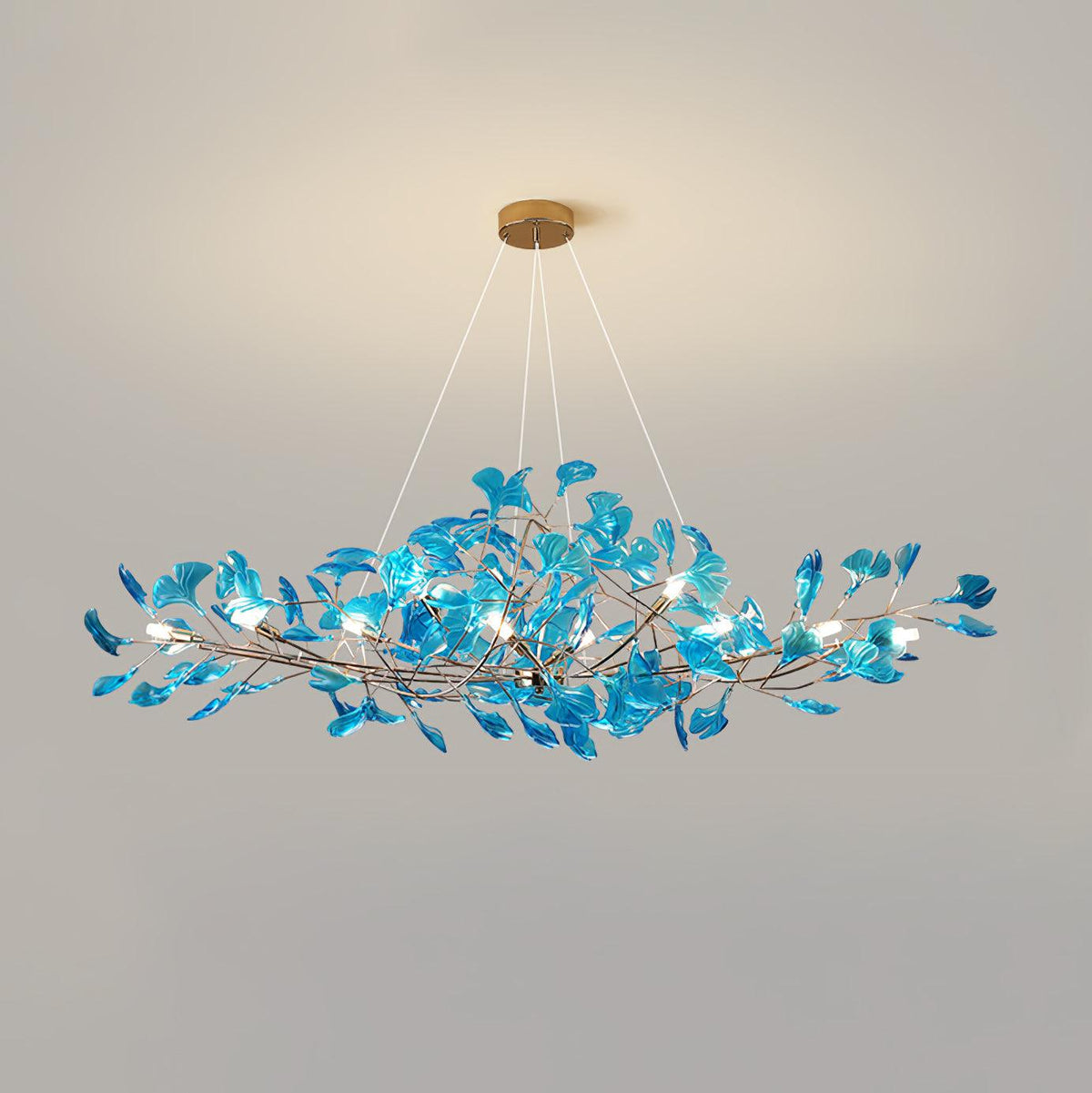 Ginkgo Leaf Canopy Chandelier Sculptural Branch Pendant Light