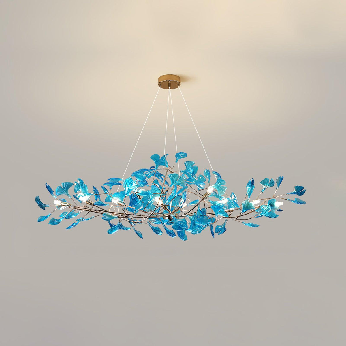 Ginkgo Leaf Canopy Chandelier Sculptural Branch Pendant Light