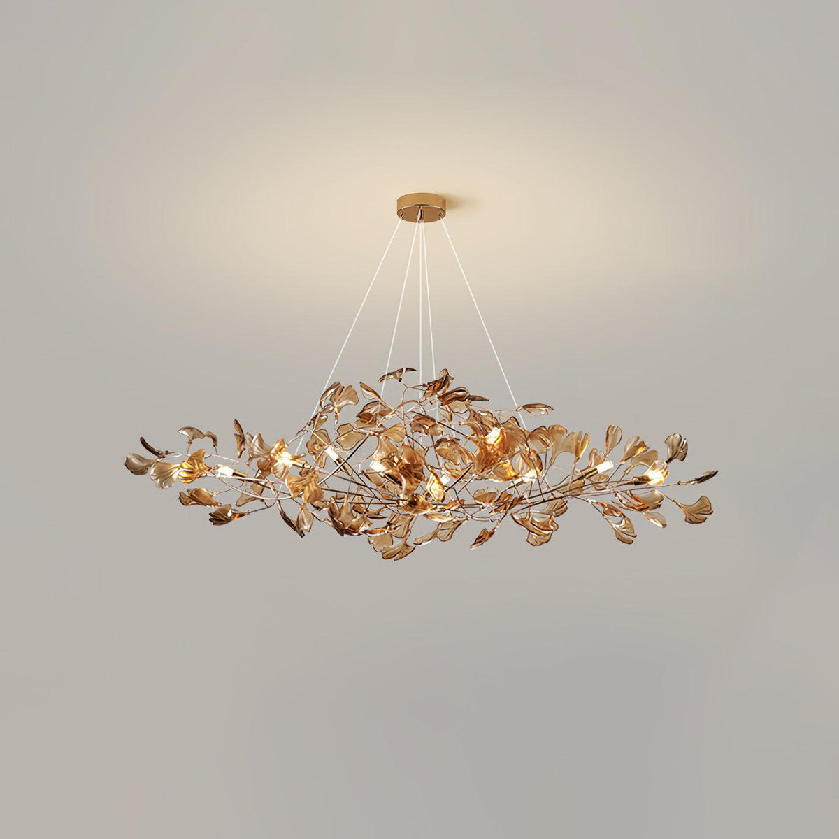 Ginkgo Leaf Canopy Chandelier Sculptural Branch Pendant Light