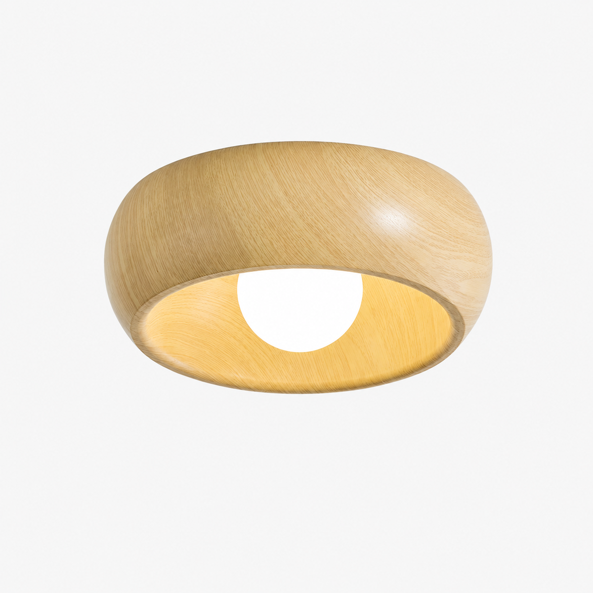 Halo Wood Flush Mount Ceiling Light Round Frame Integrated LED
