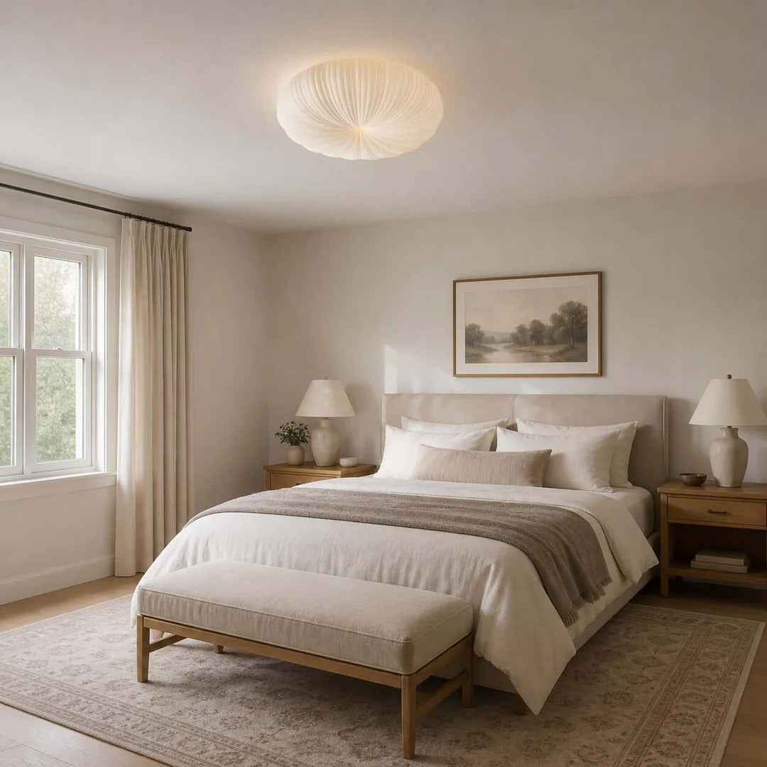Ribbed Shell Flush Mount Ceiling Light Ribbed Glass Shade