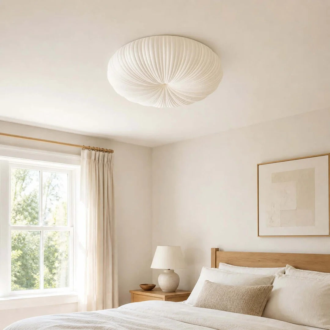 Ribbed Shell Flush Mount Ceiling Light Ribbed Glass Shade