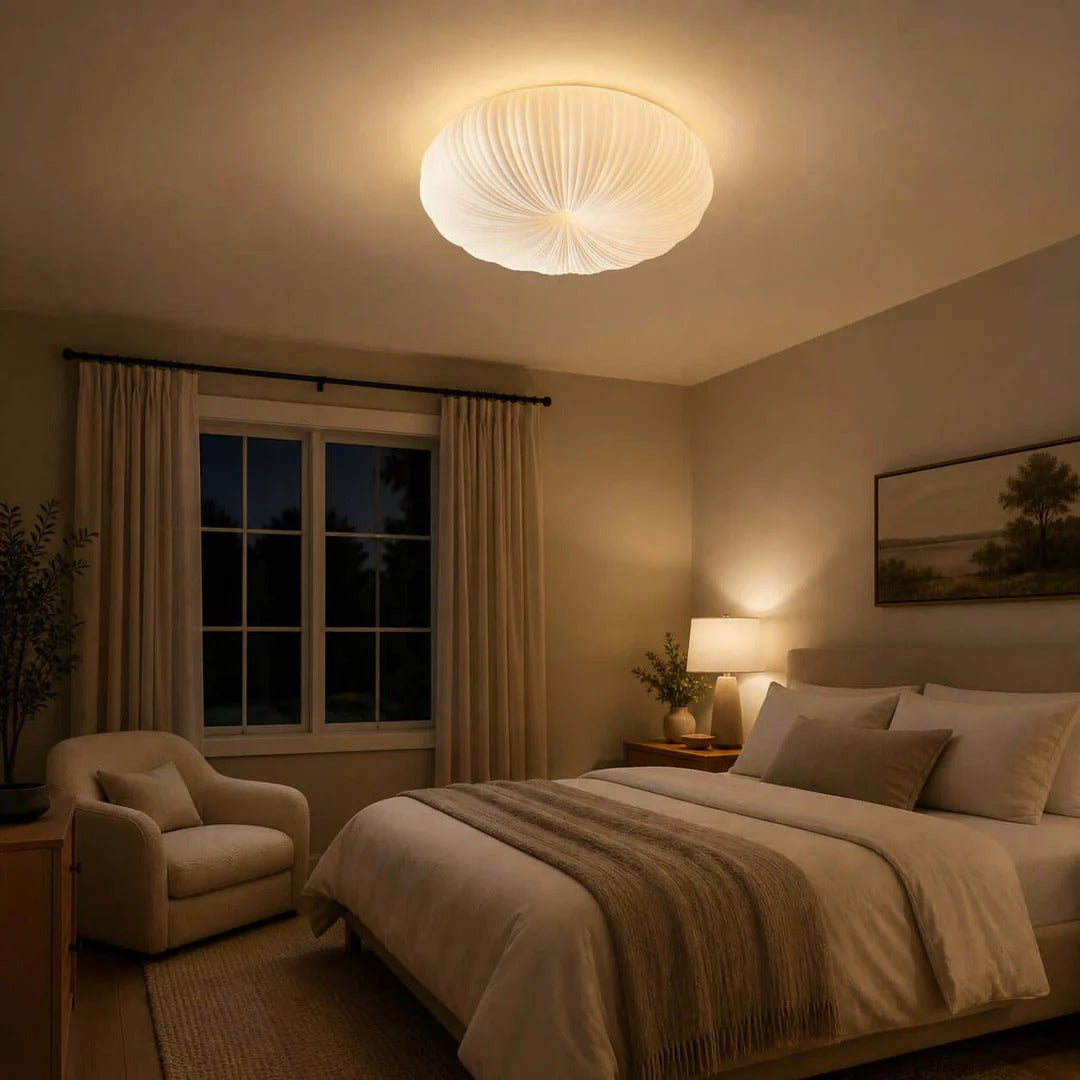Ribbed Shell Flush Mount Ceiling Light Ribbed Glass Shade