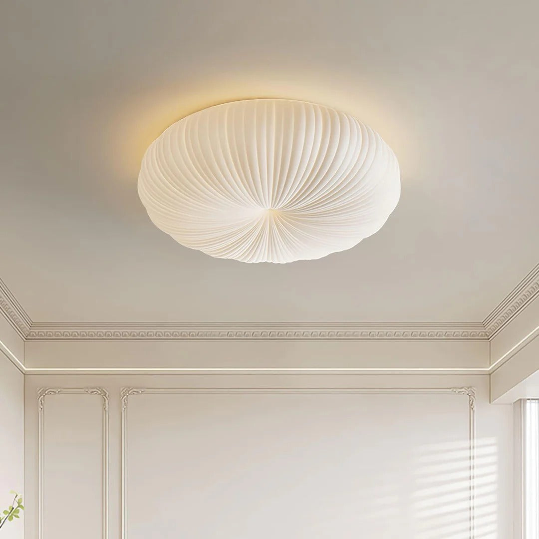 Ribbed Shell Flush Mount Ceiling Light Ribbed Glass Shade