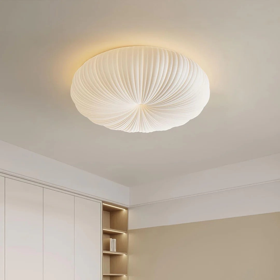 Ribbed Shell Flush Mount Ceiling Light Ribbed Glass Shade