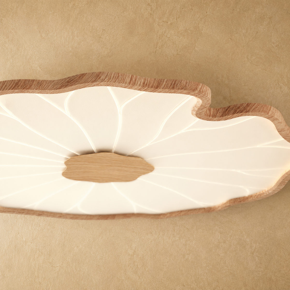 Lotus Petal Flush Mount Ceiling Light Layered Wood Shade