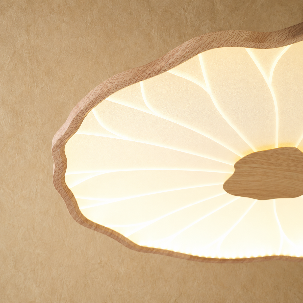 Lotus Petal Flush Mount Ceiling Light Layered Wood Shade
