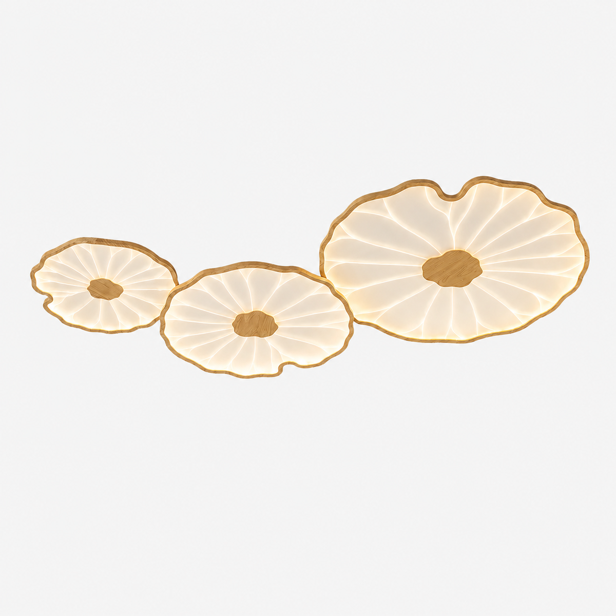 Lotus Petal Flush Mount Ceiling Light Layered Wood Shade
