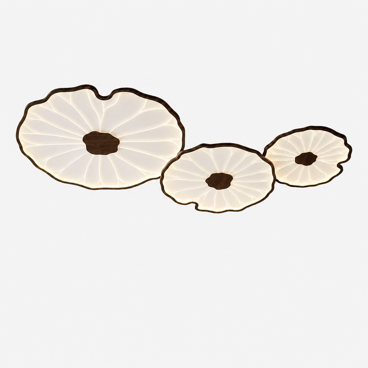 Lotus Petal Flush Mount Ceiling Light Layered Wood Shade