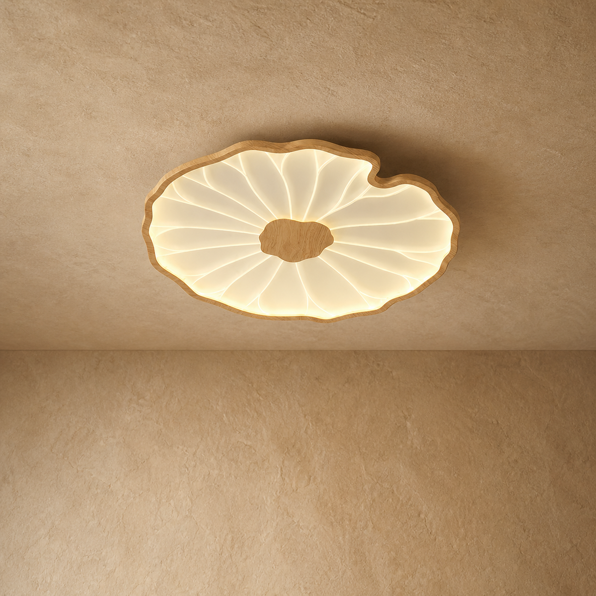 Lotus Petal Flush Mount Ceiling Light Layered Wood Shade