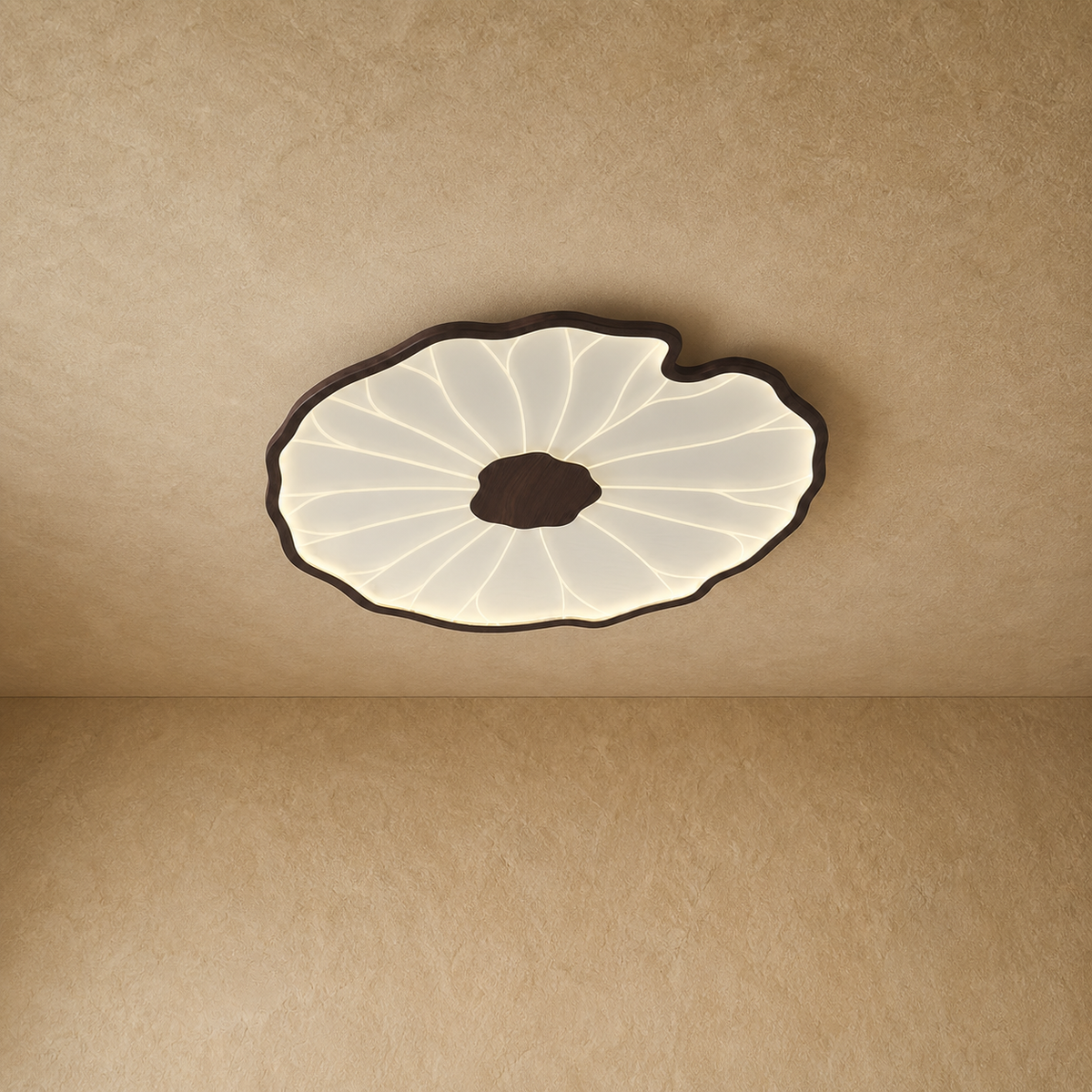 Lotus Petal Flush Mount Ceiling Light Layered Wood Shade