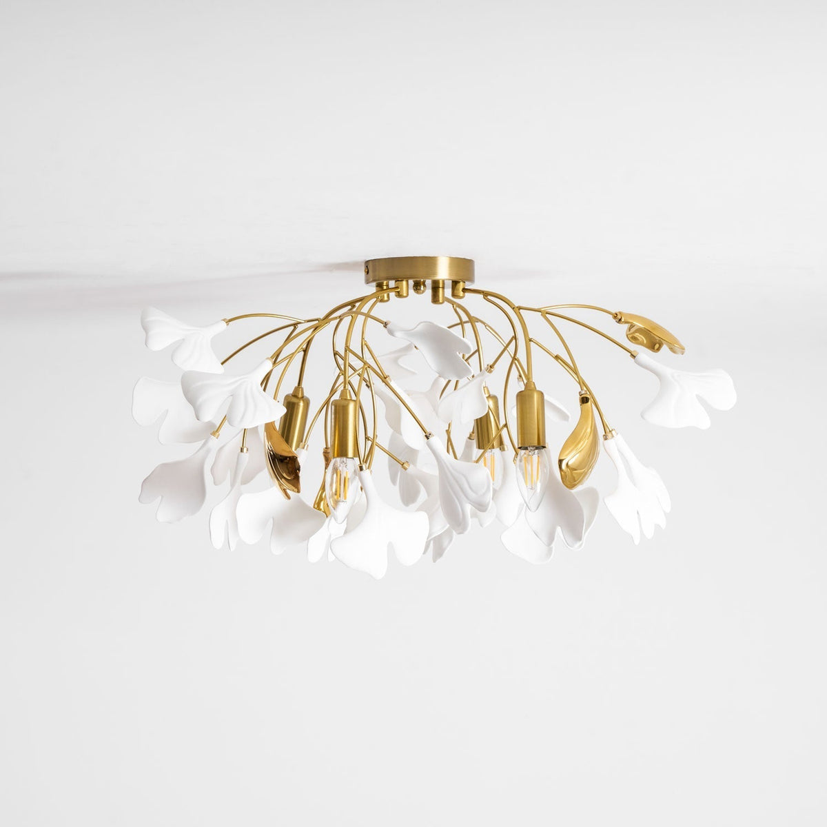Ginkgo Leaf Canopy Ceiling Light Semi-Flush Metal Shade