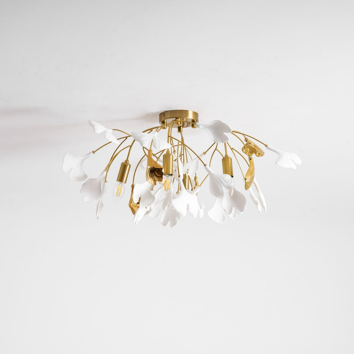 Ginkgo Leaf Canopy Ceiling Light Semi-Flush Metal Shade