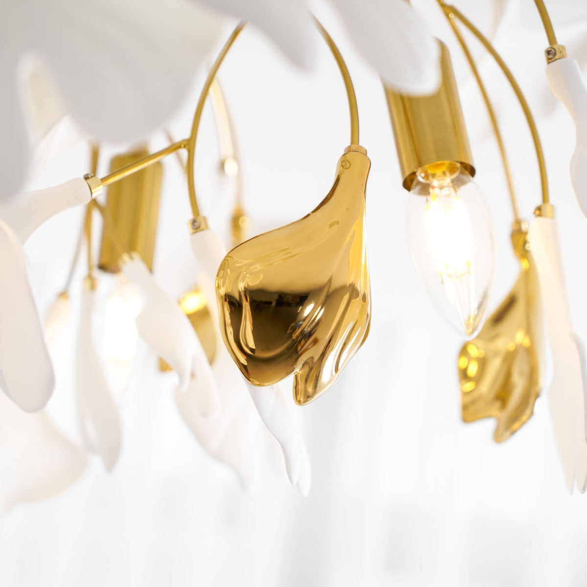 Ginkgo Leaf Canopy Ceiling Light Semi-Flush Metal Shade