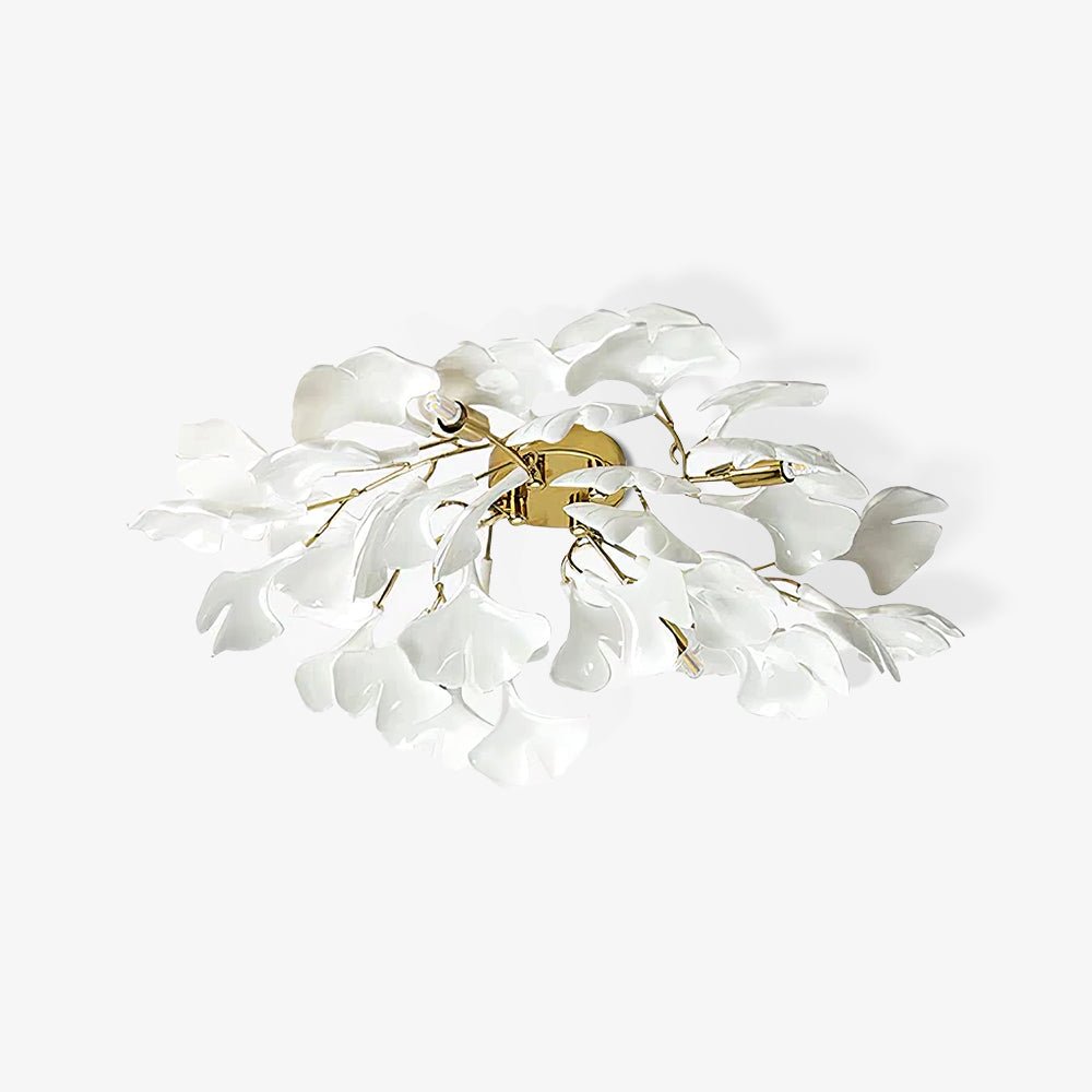 Ginkgo Leaf Canopy Ceiling Light Semi-Flush Metal Shade