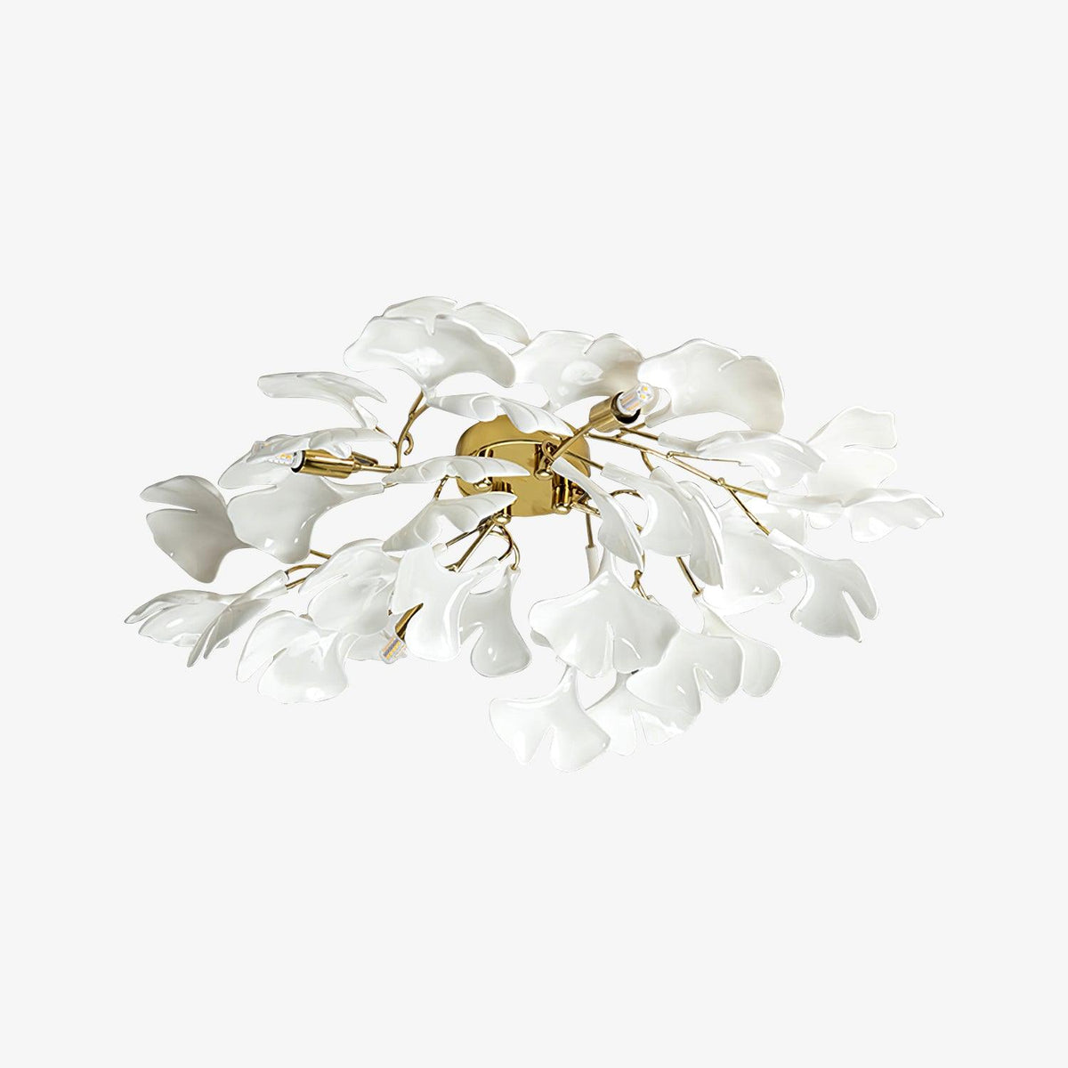 Ginkgo Leaf Canopy Ceiling Light Semi-Flush Metal Shade