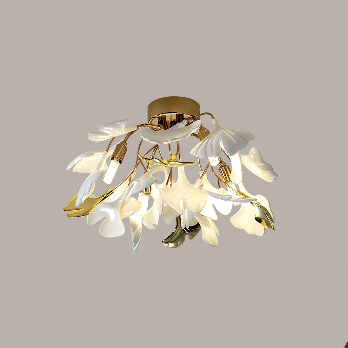 Ginkgo Leaf Canopy Ceiling Light Semi-Flush Metal Shade