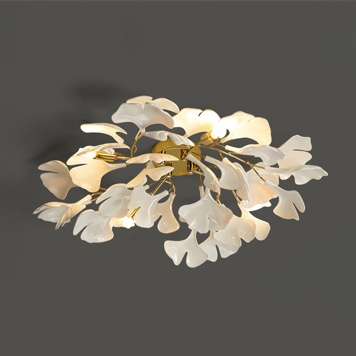 Ginkgo Leaf Canopy Ceiling Light Semi-Flush Metal Shade
