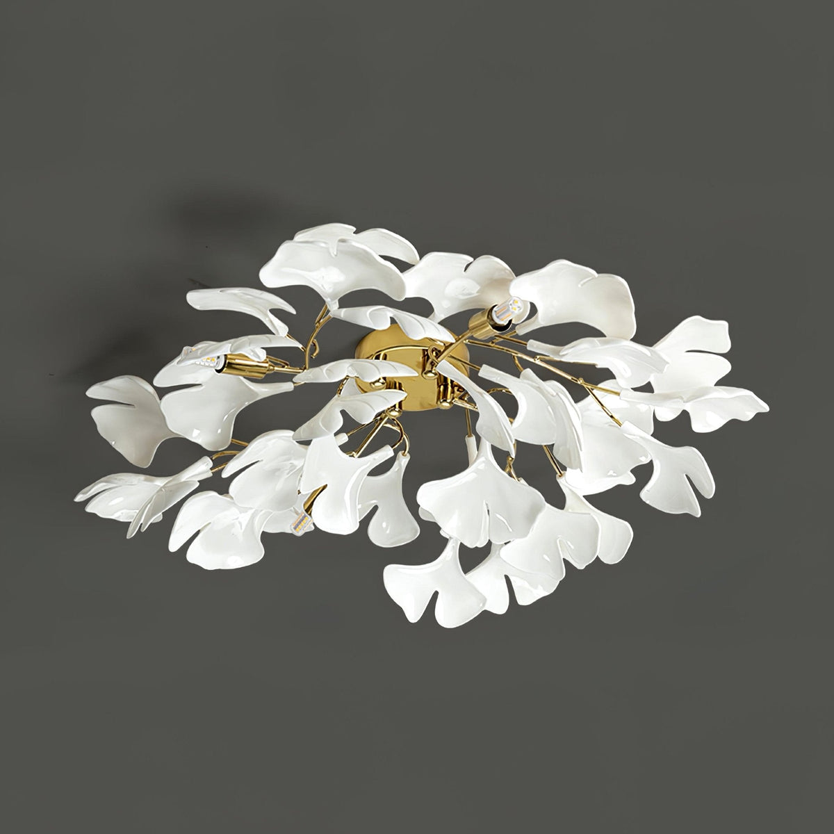 Ginkgo Leaf Canopy Ceiling Light Semi-Flush Metal Shade