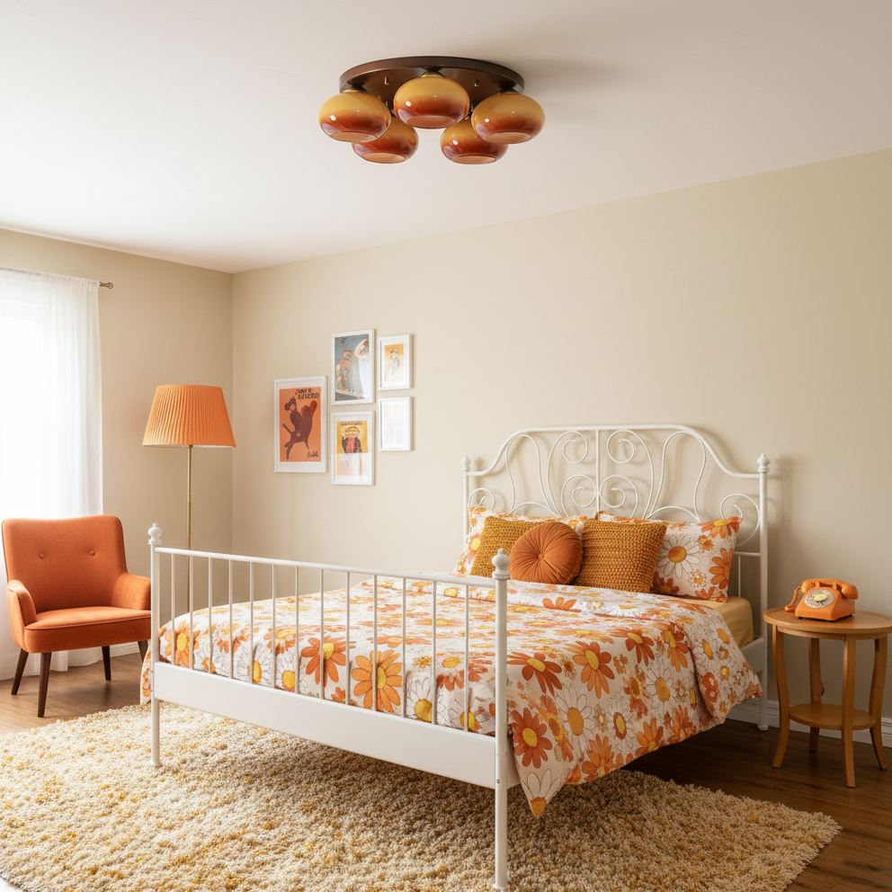 Amber Cluster Ceiling Light Handblown Glass Shades Damp Rated